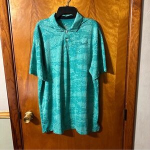 Nike Men's Teal Patterned Polo Shirt - Turquoise